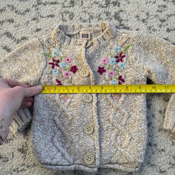 Vtg 1990s y2K Faded Glory Embroidered Floral Beige Sweater Cardigan 18M - Picture 7 of 7
